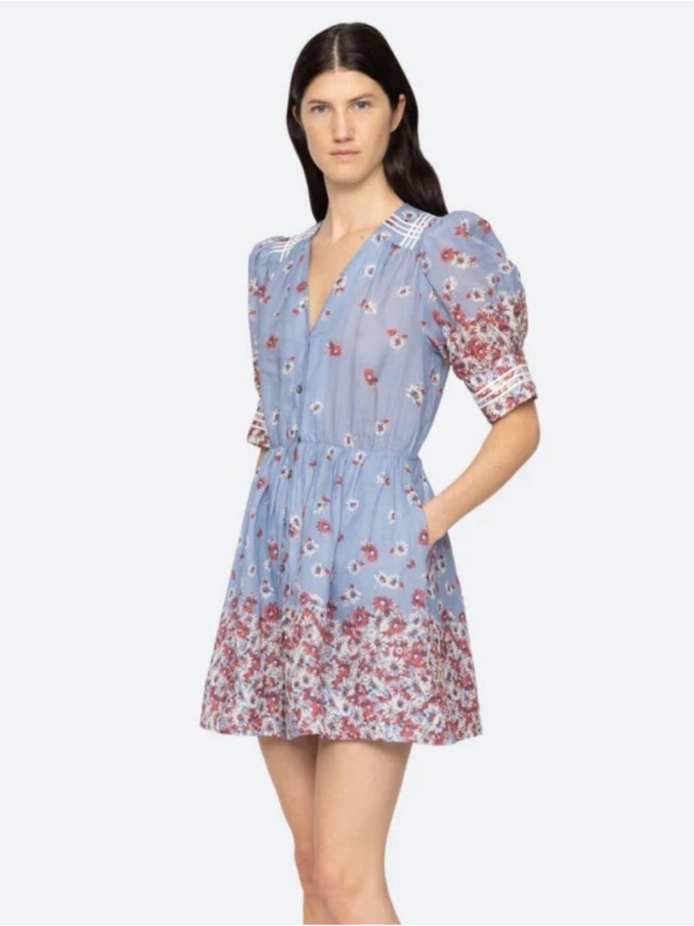 New Sea New York Whitney Print Puff Mini Dress sz 2
